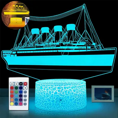 Produktbild von Titanic Nachtlicht für Kinder,16 Farben flimmerfrei & augenschonend, mit Fernbedienung,LED Tischlampe für Schlafzimmer–Geschenk für Mädchen & Jungen