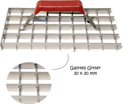Produktbild von Robuster Gitterrabot glatt 280x140mm – Ideal für Putz- & Maurerarbeiten, 1 Stück silberfarben