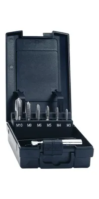 Produktbild von Exact 05937 Tapping head 7-piece metric M3, M4, M5, M6, M8, M10 Right hand cutting DIN 3126 HSS 1 Set