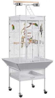 Zdjęcie produktu dla Klatka dla ptaków woliera dla papug - Biała - 65,5 x 65,5 x 156 cm