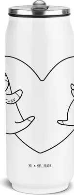 Produktbild von Mr. & Mrs. Panda Getränkeflasche Faultiere Herz - Weiß - Geschenk, Liebesbeweis, Schul Trinkflasche, Freundin, Jahrestag, Wasserflasche, Valentinstag, für Frauen