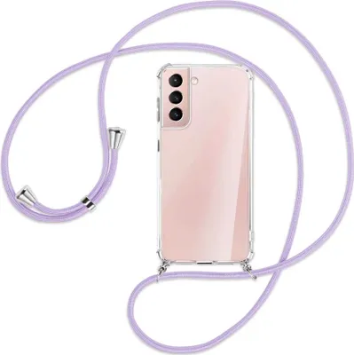 Produktbild von Handykette Backcover-Schutzhülle mit Band (Metall silberfarben) für Samsung Galaxy S21 Plus 5G - violett