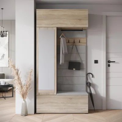 Produktbild von MINIO go for it, Garderobenset "TOKAT", Garderobe, 115 cm, mit Spiegel, Sonoma Eiche Farbe