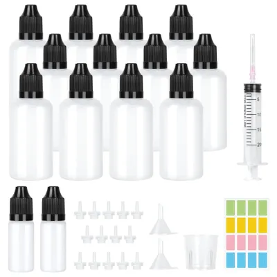 12er-Set 50ml Kunststoff-Tropfflaschen mit Zubehör
