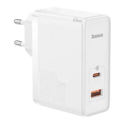 Zdjęcie produktu dla Ładowarka sieciowa Baseus GaN5 Pro, szybkie ładowanie 100 W, 1 x USB, 1 x USB typu C, w zestawie kabel USB typu C do USB typu C 100 W o długości 1 m, biały "CCGP090202" - 6932172608965