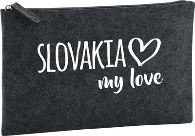 Produktbild von Huuraa Kulturbeutel Slovakia my love 1 Liter Charcoal Filz Kosmetiktasche Geschenkidee