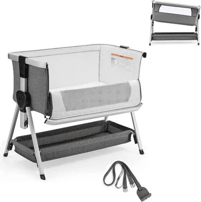 Productafbeelding van Famanu babybed 2-in-1 met verstelbare hoogte en wielen - Een praktisch reisbed voor baby's