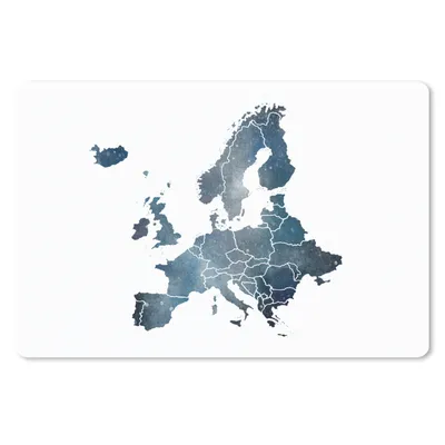 Produktbild von MuchoWow® Schreibtischunterlage Karte von Europa - Blau - Aquarell 60x40 cm - XXL Mauspad - Großes Mauspad