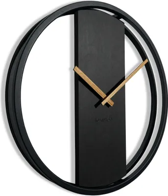 Produktbild von Wanduhr groß ohne tickgeräusche LOFT OVAL Metall schwarz 3D XXL modern Holz Badezimmer Wohnzimmer