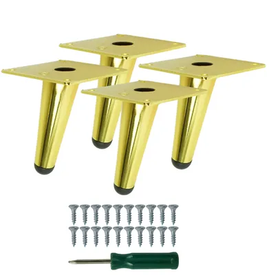 Produktbild von Schräg stehende Stahlbeine 10 cm, Set mit Schrauben, goldfarben, 4 Stück