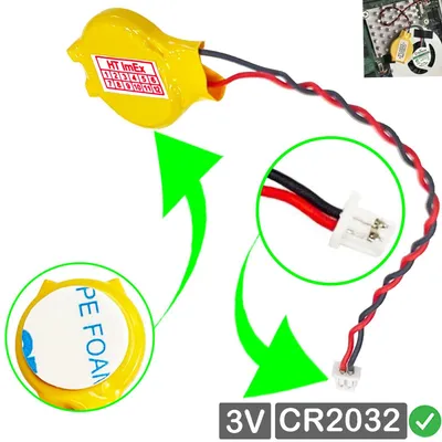 Produktbild von RTC CR2032 CMOS Batterie mit Stecker kabel für DELL Alienware X51 R2, X51 R3