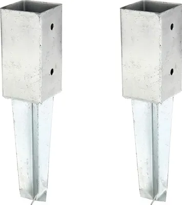 Immagine prodotto di Alberts, coppia di boccole da incasso per pali quadrati in legno, 71x71 mm, zincate a caldo, da cementare, lunghezza 350 mm