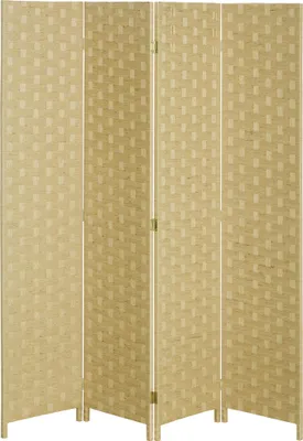 Obrázek produktu pro Paraván, 4 panely, přírodní materiály, hnědý