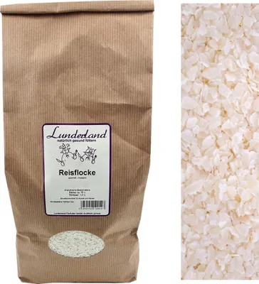 Produktbild von Lunderland Reisflocke 1kg vorgegarter, geschälter Reis / barf