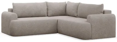 Produktbild von Ovo – L-Form Eckschlafsofa mit Bettkasten, dunkelbeiger Stoff universell