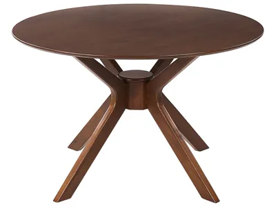 Produktbild von BELIANI Esszimmertisch Dunkles Mahagoni Holz ø 120 cm Füße in Sternform Gummibaumholz und MDF-Platte Runder Tisch Retro-inspiriertes Design Modern