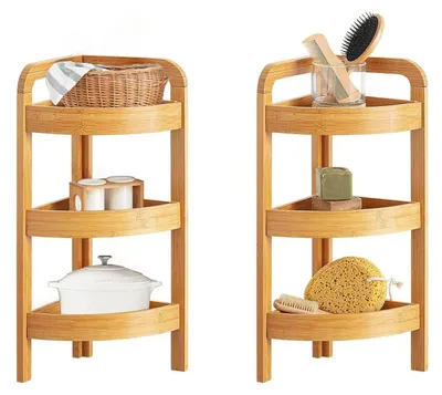 Immagine prodotto di Omgoods - Scaffale angolare in bambù con 3 ripiani, 33 x 23 x 61 cm
