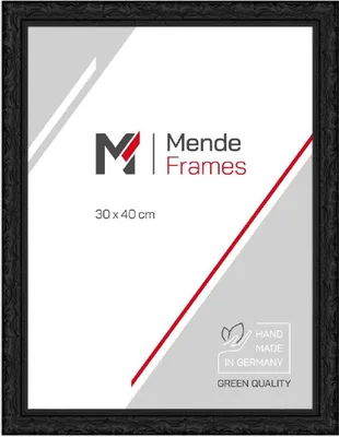 Produktbild von MendeFrames Barock Holzrahmen H530 schwarz 20x40 cm Antireflexglas
