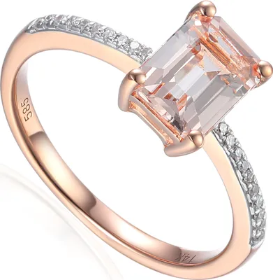 Produktbild von 585er Rotgold Damenring mit Morganit 1,20ct. und Diamanten 0,04ct. Gr. 54