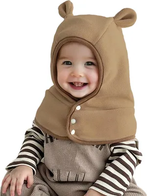 Produktbild von 2-in-1 Wintermütze für Kleinkinder: Sturmhaube, winddicht, warm, Fleece, Kapuze und Schal mit Ohrenklappen für Jungen und Mädchen