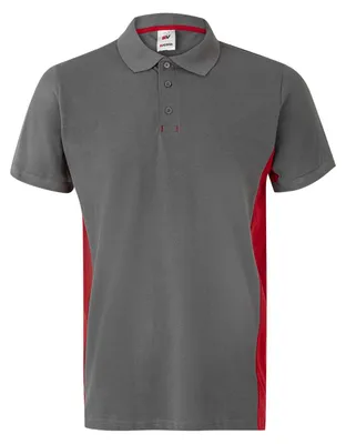 Image de VELILLA - Polo à manches courtes, deux couleurs, 180 g/m², référence 105504, pour hommes, gris et rouge, taille XL