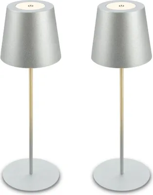 Produktbild von Akku LED Tischleuchte 2er Set höhenverstellbar IP44 Touchdimmer USB Lampe