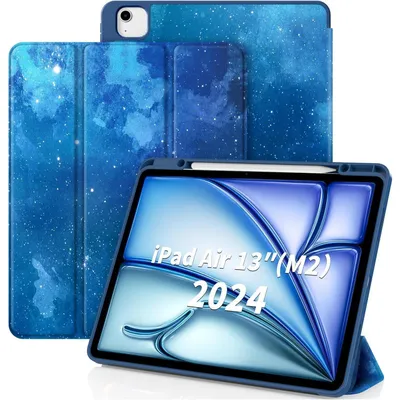 Obrázok produktu pre Ochranný obal pre iPad Air 13 palcov (M3/M2) modely z roku 2025/2024, s držiakom na stylus, s modrým vzorom hviezdičiek