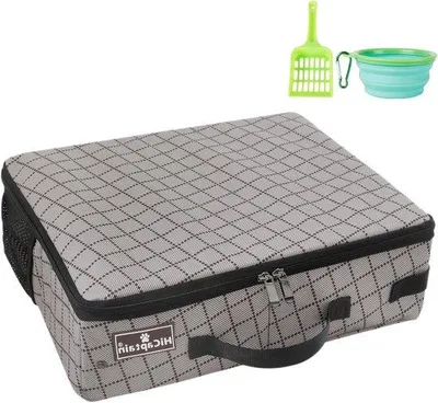 Zdjęcie produktu dla Składana miska dla kotów „Katzenreisebox” w kolorze khaki, średnia