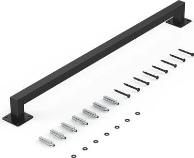 Produktbild von Treppenhandlauf, 1,22 m schwarzer Wandhandlauf aus Eisen für den Innenbereich, Treppengeländer 113 kg Tragkraft, Industrieller Geländerhandlauf für Stufen, Vierkantrohr für Loft-Veranda-Deck