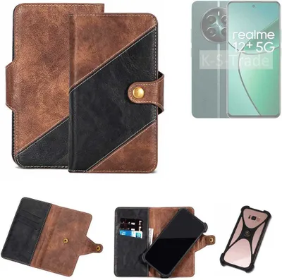 Produktbild von K-S-Trade Handyhülle Schutzhülle Bookstyle Case kompatibel mit Realme 12+ 5G Klapphülle Cover Hülle Schutztasche 1x