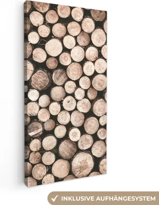 Produktbild von MuchoWow® - Leinwandbilder - Baumstämme - Winter - Natur, Wandbild, Wanddeko Bilder Wohnzimmer, 20x40 cm