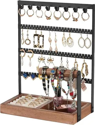 Produktbild von Famanu Schmuckhalter mit Ablage - Organizer für Halsketten, Armbänder, Ringe und Uhren