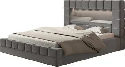 Produktbild von Polsterbett HILTON 180 x 200 cm mit LED Beleuchtung, Doppelbett inkl. Bettkasten und Lattenrost, Farbe Grau