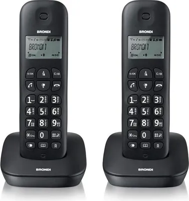 Produktbild von Brondi Gala Twin, DECT-Telefon, Kabelloses Mobilteil, 20 Eintragungen, Anrufer-Identifikation, Schwarz