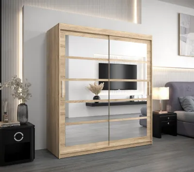 Produktbild von Kleiderschrank mit Schiebetüren DANIELA – Breite 180 cm, Sonoma-Eiche
