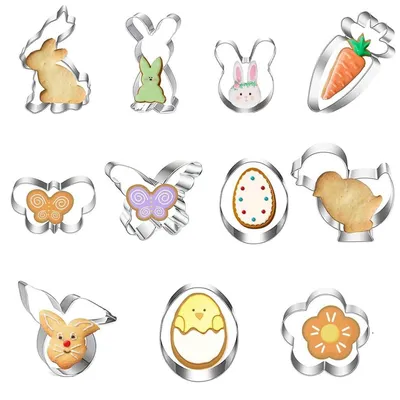 Produktbild von Ausstechformen Ostern 11-teilig Edelstahl Keks Ausstecher Set Hase Karotte Küken
