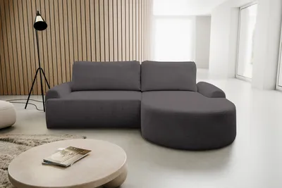 Produktbild von VENASI DREAM Rechts Ecksofa CORD mit Schlaffunktion und Bettkasten Eckcouch Sofa L Form Schlafsofa DUNKELGRAU