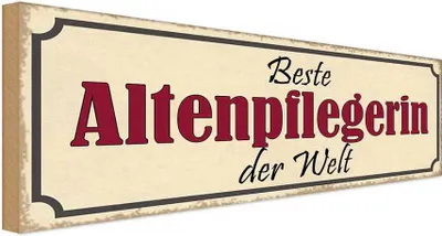 Produktbild von vianmo Holzschild 10x27 cm beste Altenpflegerin der Welt Beruf Arbeit