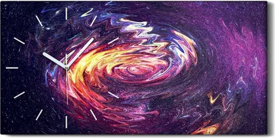 Produktbild von Wanduhr Leinwand Bild Uhr Geräuschlos 60x30 Abstrakte Galaxie Aquarell Farbig - weiße Hände