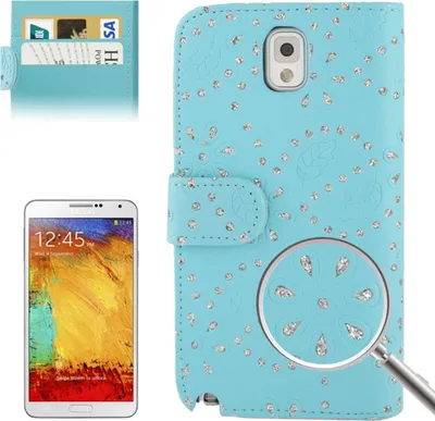 Image de Coque de protection pour téléphone portable, format paysage, pour Samsung Galaxy Note3 N9000, couleur bleu clair