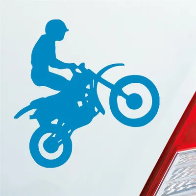 Produktbild von Auto Aufkleber Motorcross Motorrad Bike Tuning 10x9 cm Hellblau Sticker Heckscheibenaufkleber