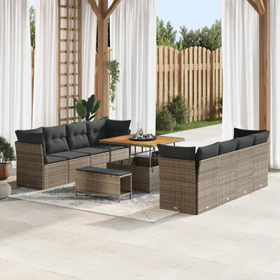 Produktbild von "Rabatt" Gartensofa-set - Balkonmöbel/Terrassenmöbel - 11 pcs Grau Poly-Rattan - Lounge-Dining set CC13280