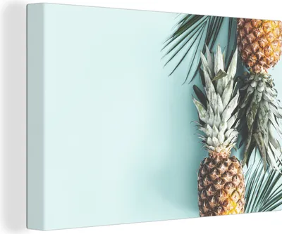 Produktbild von MuchoWow® - Leinwandbilder - Ananas - Blau - Sommer, Wandbild, Wanddeko Bilder Wohnzimmer, 30x20 cm