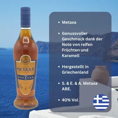 Produktbild von Metaxa 7 Sterne 6x 0,7l 40% Vol. | Metaxa | Brandy aus Griechenland | +20ml Jassas Olivenöl