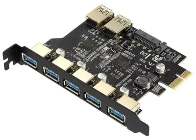 PCI-E USB 3.0 Erweiterungskarte 7 Ports, SATA Adapter, 5 Gbit/s