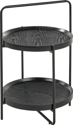 Zdjęcie produktu dla BELIANI Stolik pomocniczy czarny MDF metalowa rama z półką okrągły dwupoziomowy nowoczesny design