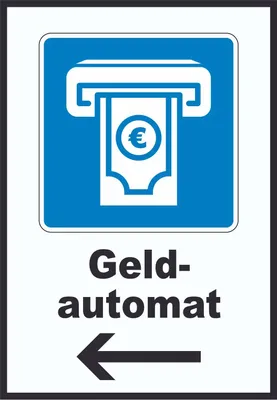 Produktbild von Geldautomat Pfeil links A4 Rückseite selbstklebend