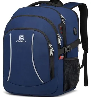 Immagine prodotto di Zaino con scomparto per laptop da 17,3 pollici, porta USB per la ricarica, impermeabile, colore blu