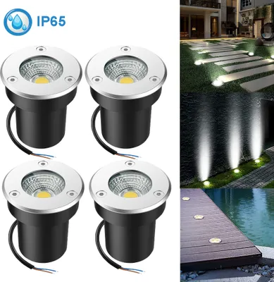 Immagine prodotto di 4 pezzi faretto a terra per esterni interni IP65 5W, faretto da incasso a terra per illuminazione patio, luce a terra lampada a terra per esterno per cortile, bianco freddo