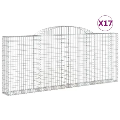 Produktbild von Gabionen mit Hochbogen 17 Stk 300x30x120/140cm Verzinktes Eisen